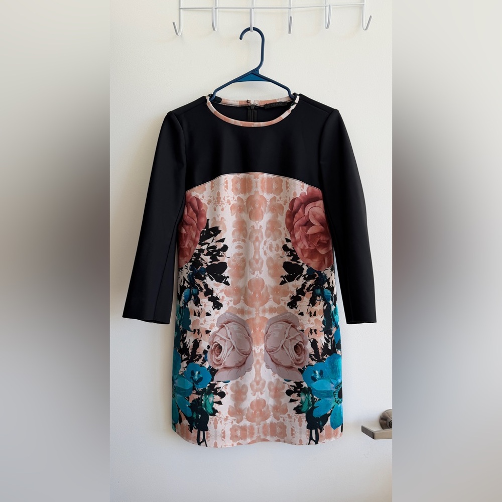 Pinko Black Dress with Floral Accents